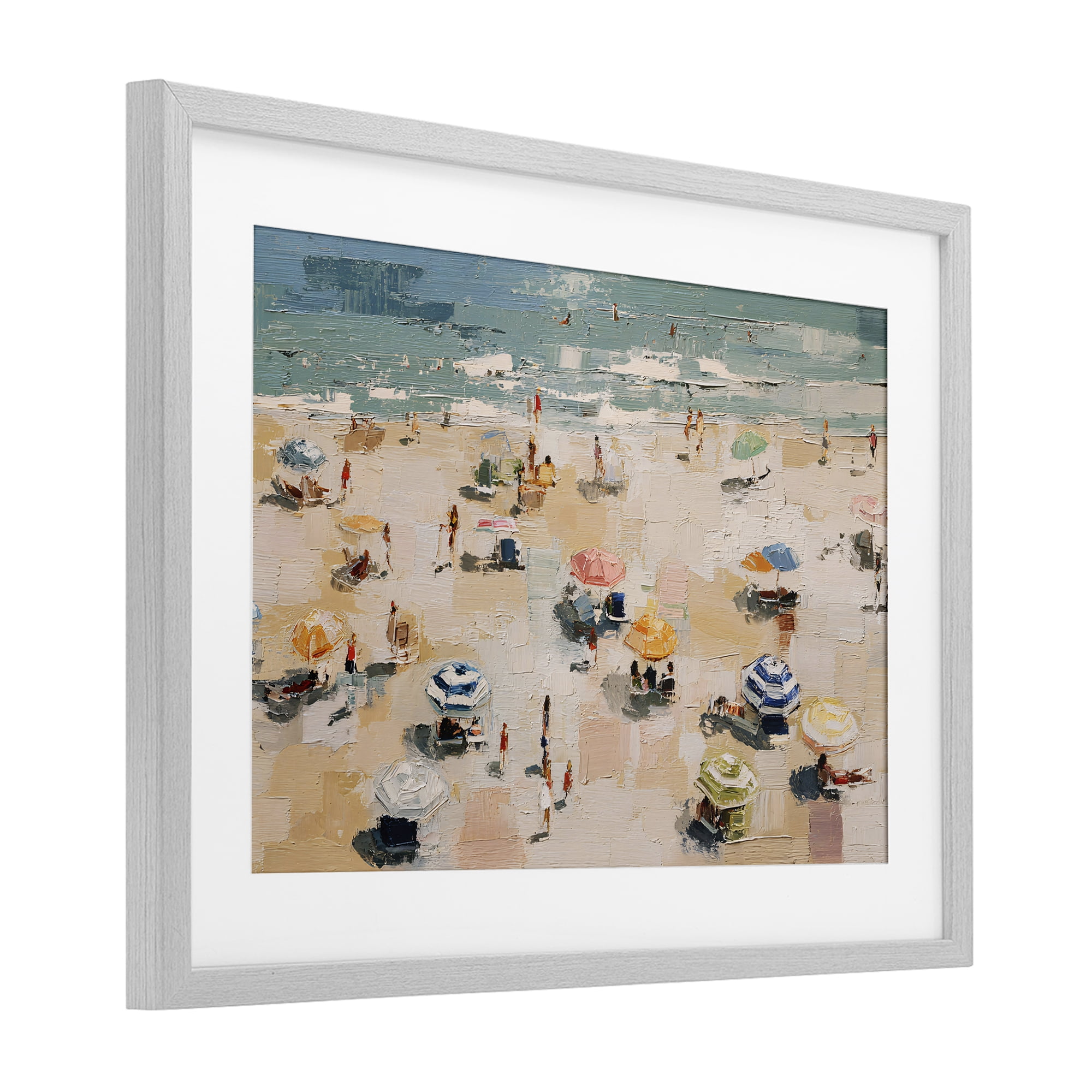Stupell Industries Summer Beachgoers Expression Gray Framed Print Under Glass, design by Jacky Ngan
