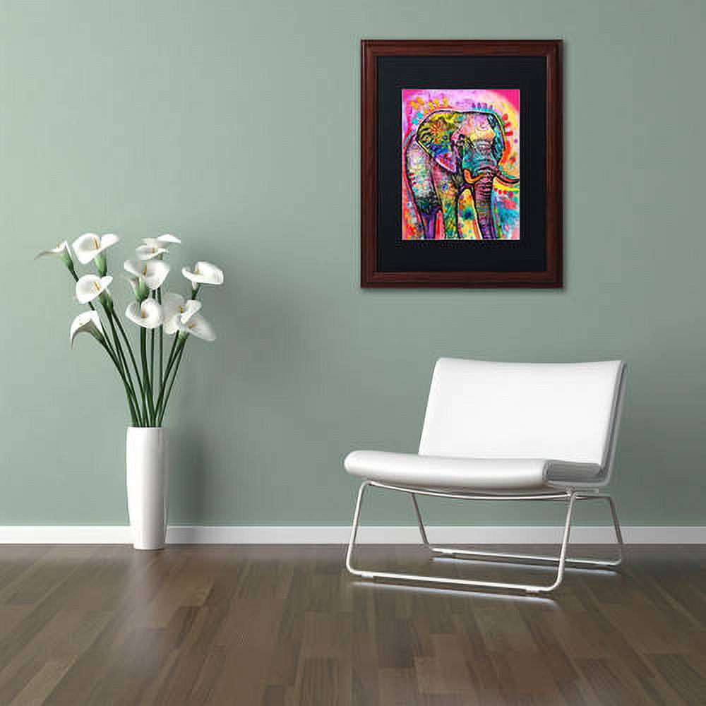 Trademark Fine Art "Elephant" Canvas Art by Dean Russo, Black Matte, Wood Frame
