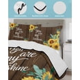 thumbnail image 3 of Quilts Queen Size Bedding Set, Sunflower Reversible Summer Quilt 3 Pieces, Summer Botanical Yellow Floral Brown Wooden Lightweight Bedspreads Coverlets with 2 Pillow Shams for All Seasons, 3 of 5