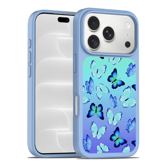 Rosebono Compatible With iPhone 18 Pro Case, Graphic Design Translucent Matte Gradient Transparent Soft TPU Skin Cover Protection Case (Butterfly)