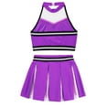 thumbnail image 4 of MSemis Kids Girls 2PCS Cheer Leader School Uniform with Pleated Mini Skirt Set, 4 of 5