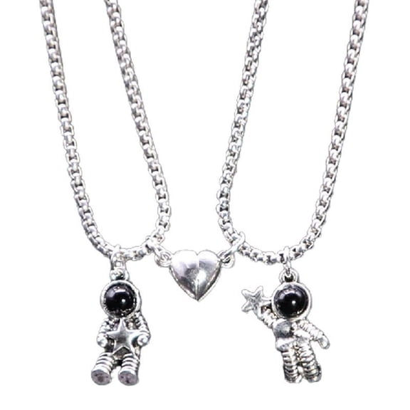 CIYISON 2 Pcs Mutual Attraction Couple Matching Necklace Astronaut Pendant with Magnet
