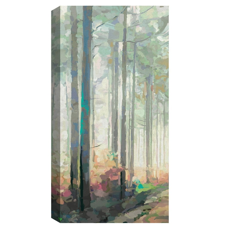 Masterpiece Art Gallery Woodland Journey Panel II Tall Forest Trees by Studio Arts Canvas Art 24 x 48