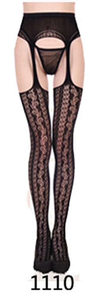 ITFABS Women Sheer Stocking, Fashionable Patterns Hollow Crotch High Waist Stockings