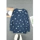 thumbnail image 1 of ABPHQTO Top azul de manga larga con estampado de estrellas y cuello redondo Give A Little Love para mujer, 1 of 5