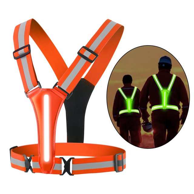 Chaleco reflectante DYNWAVEMX LED USB recargable elástico visible Naranja