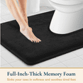 thumbnail image 2 of ComfiTime Bathroom Contour Rugs – 1 inch Thick Memory Foam, 20" x 23" Bath Mat for Toliet, Soft Plush Velvet Top, Non-Slip,Ultra Absorbent, Small, Large & Long Rugs for Bathroom Floor, Black, 2 of 11