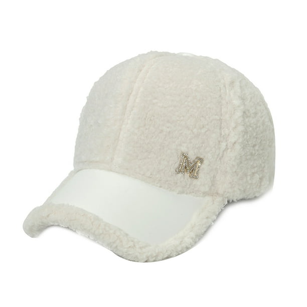 Gorro de invierno con agujero para cola de caballo para mujeres y hombres, para viajes al aire libre, de piel sintética, con retazos de lana de cordero, gorra de béisbol