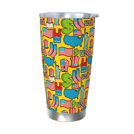 

Salouo America Symbols Print 20oz Tumbler with Lid Stainless Steel Vacuum Insulated Tumbler Durable Insulated Coffee Mug Thermal Cup with Splash Proof Sliding Lid-Without Straw
