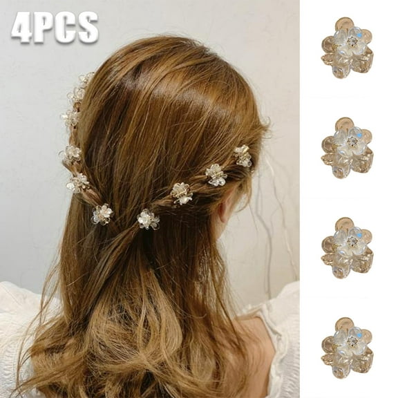 Visland 4PCS Women/Girls Hairpin, Plastic Transparent Fashion Cute Flower Shape Barrette Mini Hair Clip Hair Accessories for Party Wedding Daily