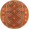 thumbnail image 1 of Ahgly Company Indoor Round Traditional Orange Southwestern Area Rugs, 3' Round, 1 of 6