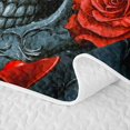 thumbnail image 5 of Homewish Dark Romantic Thorn Skull Bed Spread Queen for Boys Girls, Gray Red Rose Butterfly Queen Coverlet Set, 3pcs, 5 of 7