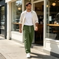 thumbnail image 6 of Baggy Sweatpants Men Casual Straight Leg Big and Tall Plus Size Pants Gym Workout Pants With Drawstring Fashion Clothing Green L, 6 of 6