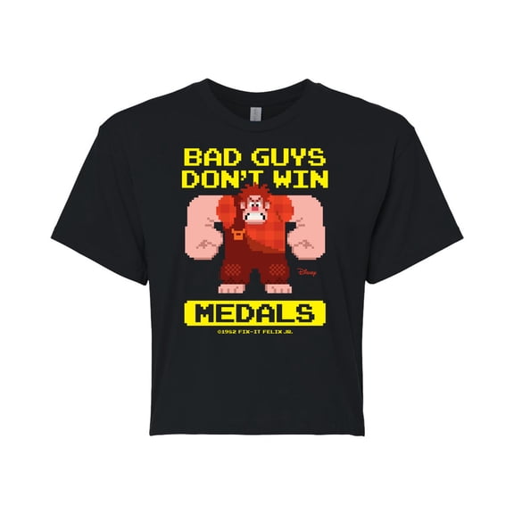 Disney Wreck It Ralph - Bad Guys Don’t Win Medals - Juniors Cropped Cotton Blend T-Shirt