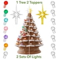 thumbnail image 3 of Casafield Hand Painted Ceramic Christmas Tree, Gingerbread Snow Flocked 15-Inch Pre-Lit Tree with 128 Multi Color Lights, 2 Star Toppers, 3 of 8