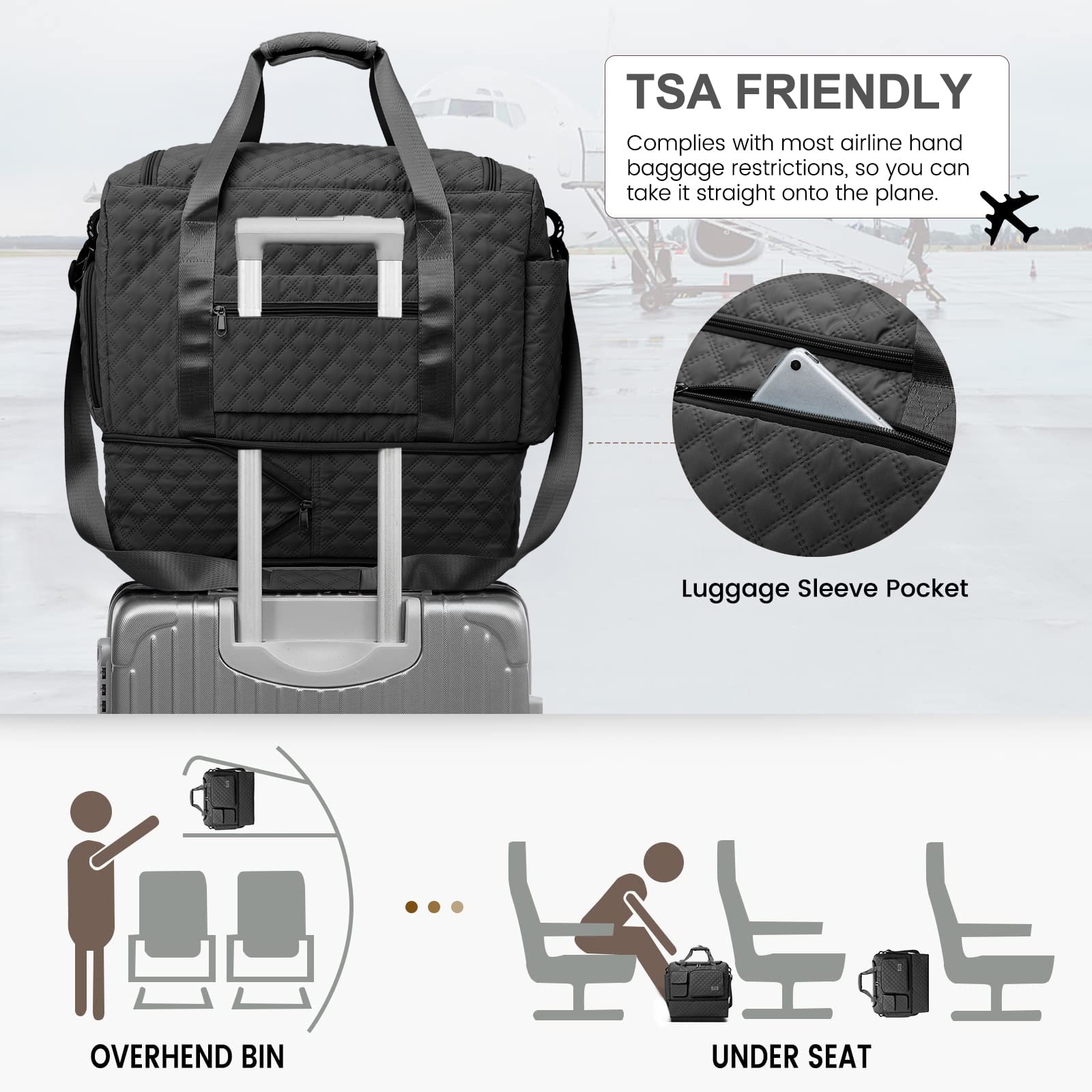 Gynky Travel Duffle Bag Weekender Bags for Women with Shoe Compartment Carry on Overnight Bag with Toiletry Bag Hospital Bag for Labor and Delivery Weekender Overnight Bag for Trave Sport Hospital
