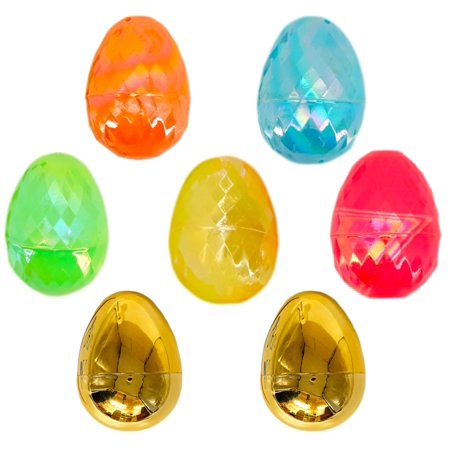 Iridescent Easter Eggs (32 Pcs, Pastel and Golden) Fillable Plastic Eggs for Egg Hunt Basket Stuffers Party Decorations and More