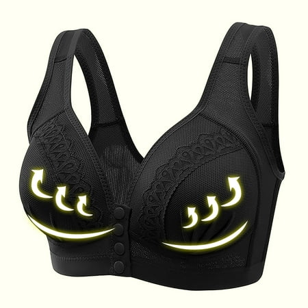 

Summer Savings Clearance! Edvintorg Push Up Bras For Women Ladies Traceless Comfortable No Steel Ring Vest Breathable Gathering Front Opening Buckle Bra Woman Underwear Black