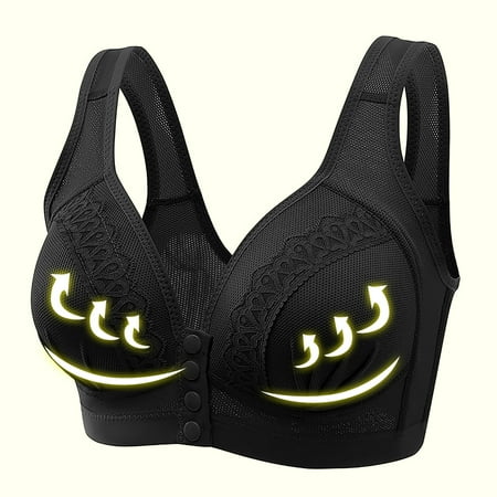 

Homenesgenics Bras for Women Plus Size 48DDD Ladies Traceless Comfortable No Steel Ring Vest Breathable Gathering Front Opening Buckle Bra Woman underwear