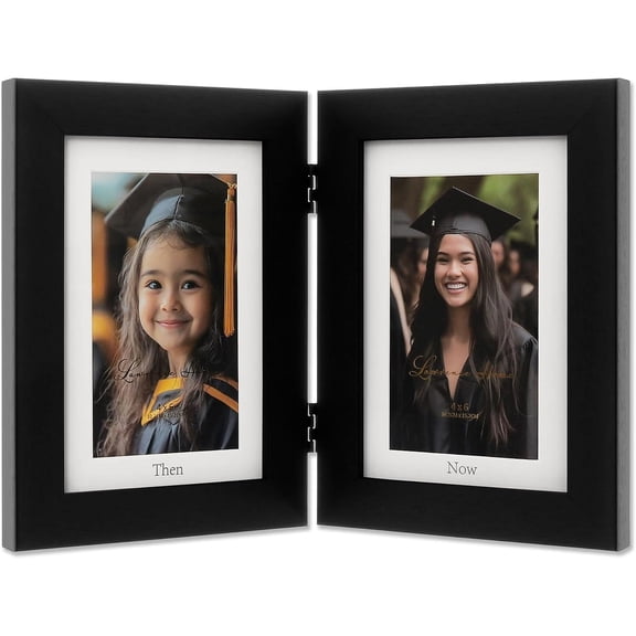 THEN NOW black 5x7 4x6 Graduation frame in a simple silhouette - 5x7