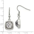 thumbnail image 5 of Chisel Stainless Steel Polished Square Grey Glass Dangle Shepherd Hook Earrings - 36mm, 5 of 7