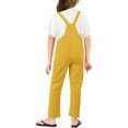 thumbnail image 4 of Girls' Casual Sleeveless Jumpsuits Yellow Overalls with Side Pockets Girls Summer Outfits Girls Outfit 6-7 Years Girls Fashion, 4 of 5