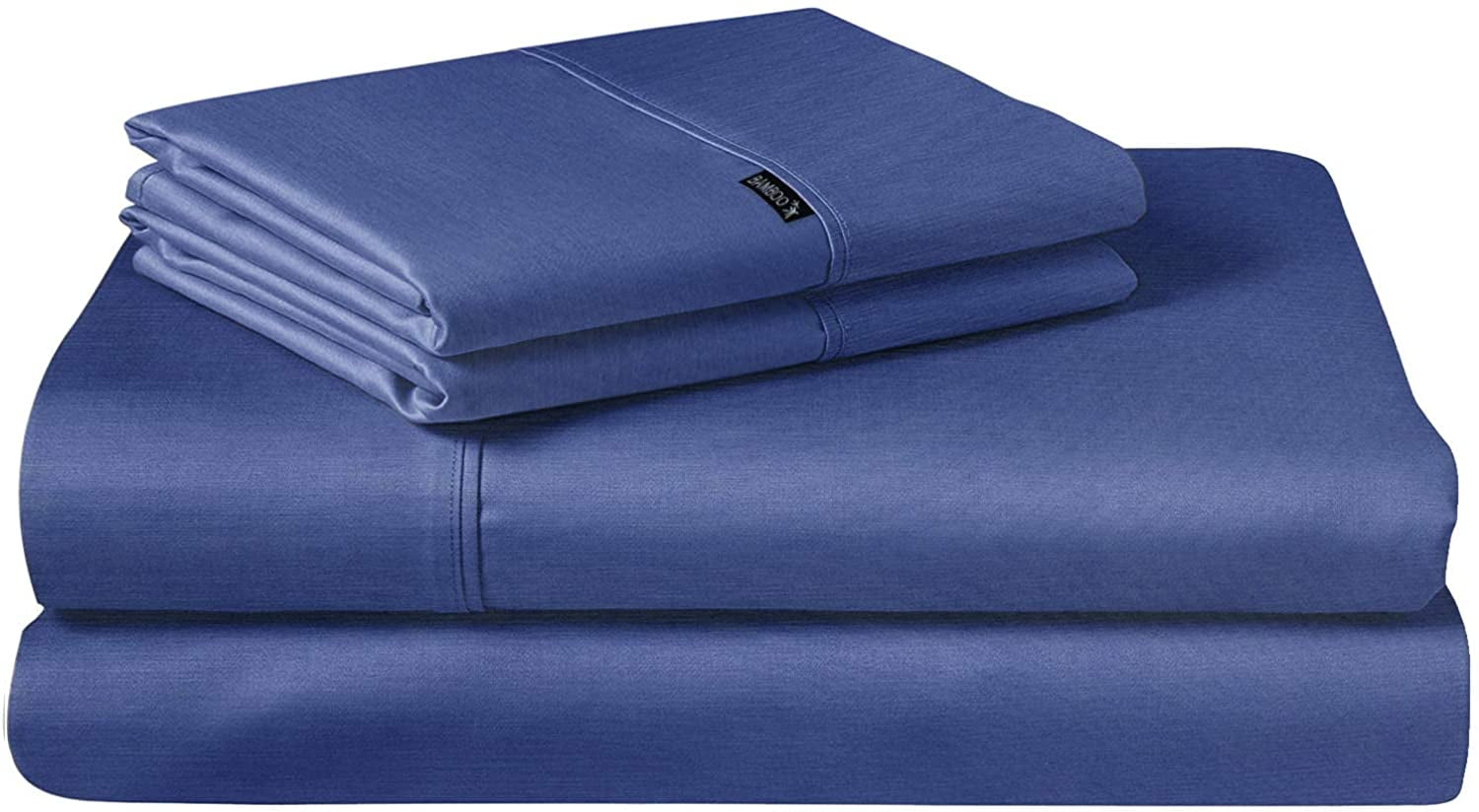 4 Piece Bamboo Microfiber Hyacinth Blue Full Sheet Set, Deep Pocket Bed Sheets