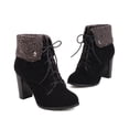 thumbnail image 3 of fvwitlyh Ankle Boots for Women Size 13 Womens Boots Women's Autumn And Winter Warm Retro Fashion Round Toe Plush Womens Slip on Boots Platform Boots, 3 of 5