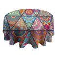 thumbnail image 4 of Multicolor Ethnic Geometric Pattern Round Tablecloth 60"x60",Wrinkle Wipeable Table Cloth for Kitchen Dining Room Picnic Patio Party, 4 of 6