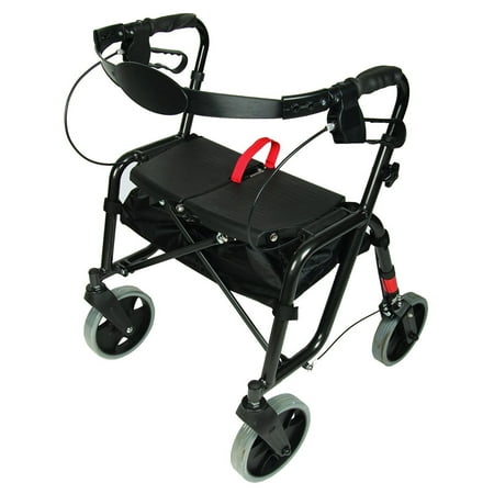 PCP Lightweight Adjustable Rollator, Black,