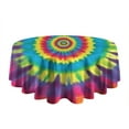thumbnail image 5 of Rainbow Tie Dye Mandala Pattern Round Tablecloth 60"x60",Wrinkle Wipeable Table Cloth for Kitchen Dining Room Picnic Patio Party, 5 of 6