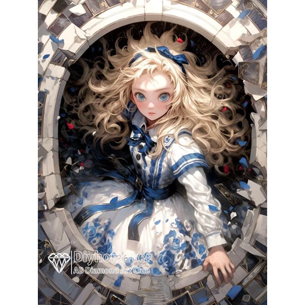 Pintura de diamantes de dibujos animados de Alice 5D DIY, mosaico de arte bordado, imagen de punto de cruz redondo, Cuadrado completo, regalo de decoración del hogar