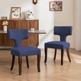 thumbnail image 6 of Mid Century Modern Wooden Dining Chairs Set of 4, Upholstered Side Dining Chairs with Curved Back Linen Fabric Armless Wood Chairs Kitchen & Dining Room Farmhouse Chairs (Blue), 6 of 7