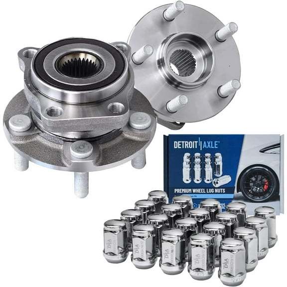 Detroit Axle - Front Wheel Hub Bearings   20pc Wheel Lug Nuts Replacement for Subaru Impreza Forester XV Crosstrek - 22pc Set