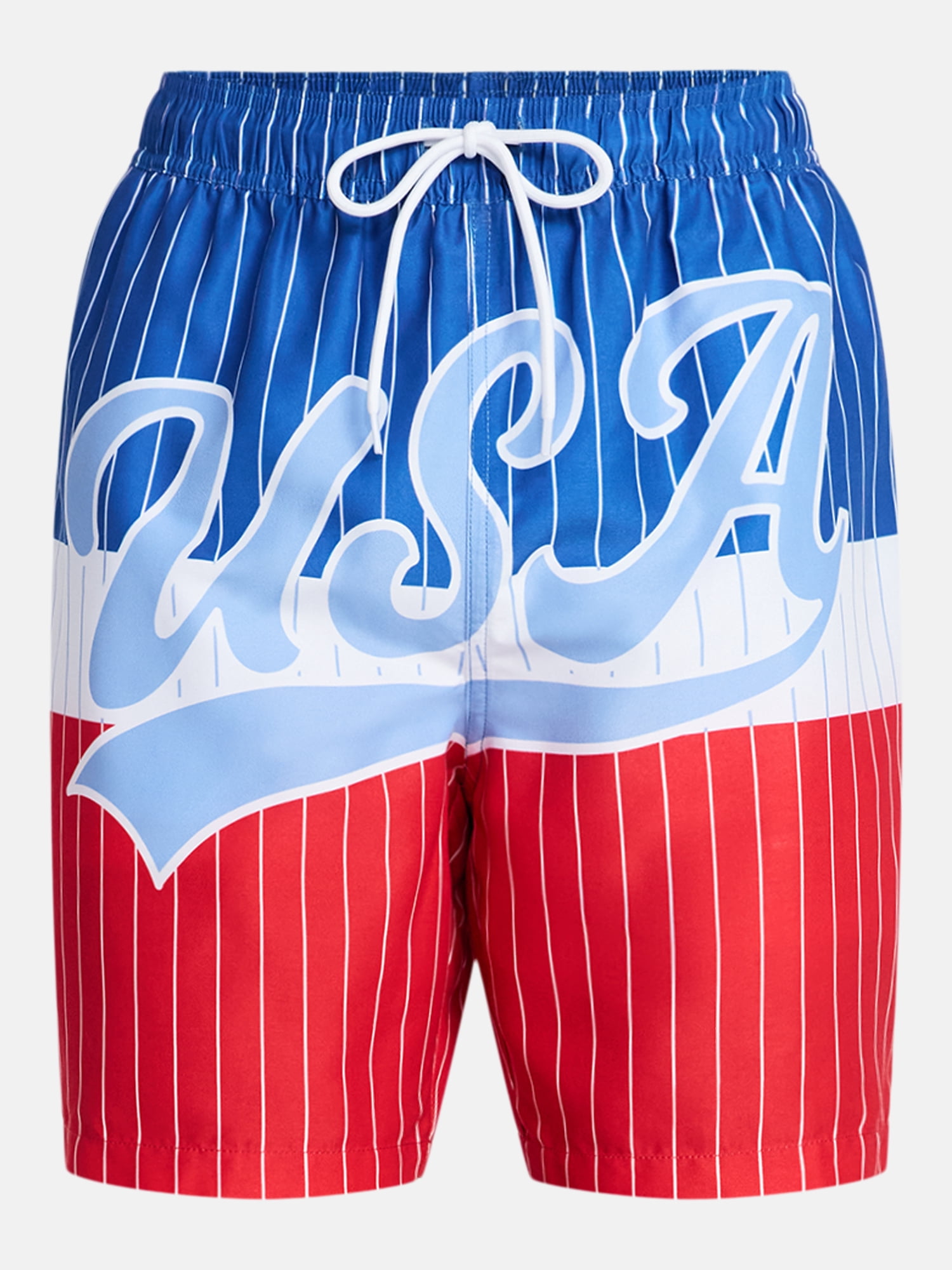 Fourth of July Men's & Big Men's Americana Swim Trunks from Way to Celebrate, 7" Inseam, Sizes S-3XL