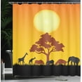 thumbnail image 4 of Ambesonne Savannah Shower Curtain, Wildlife Animals Elephants, 69"Wx75"L, Chocolate Orange and Black, 4 of 5