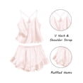 thumbnail image 4 of Ekouaer Satin Pajama Set for Women 2 Piece Camisole Top and Shorts Silk Lingerie with Ruffle Floral Nightwear, 4 of 6