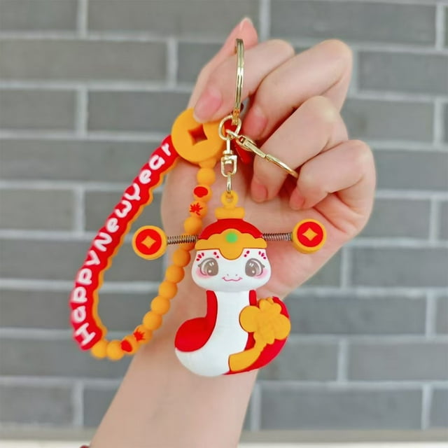 Snake Keychain Year Gift China Snake Doll Cute Pendant, metal snake keychain, snake pendant gift, 2025 Year Of The Snake charm, snake figure decor, snake-themed jewelry, snake charm