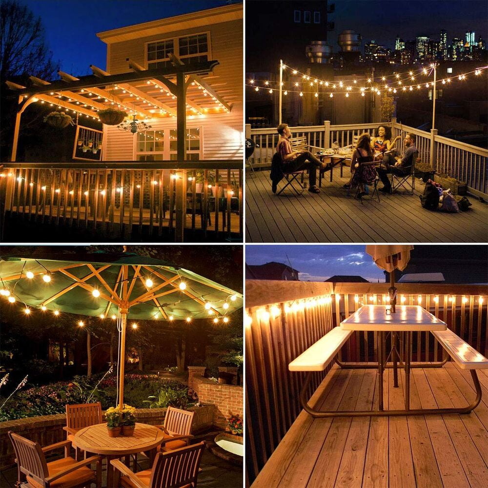 Yi Lighting 27 FT Solar-Powered Outdoor String Lights with 25 Globe LED Bulbs Weatherproof for Patio, Garden, Backyard, Party