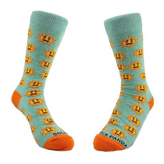 Smiley Sun Face Patterned Sock Panda (Adult Small - Shoe Sizes 2-5)