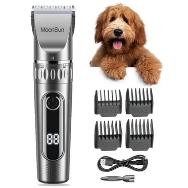 MoonSun 5-Speed Adjustable Rechargeable Dog & Cat Grooming Clippers Kit with 1 x Silver Dog Clipper