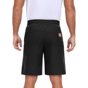 GIRUNS Men's Shorts Summer Beach Casual Elastic Waist Drawstring Shorts Black L