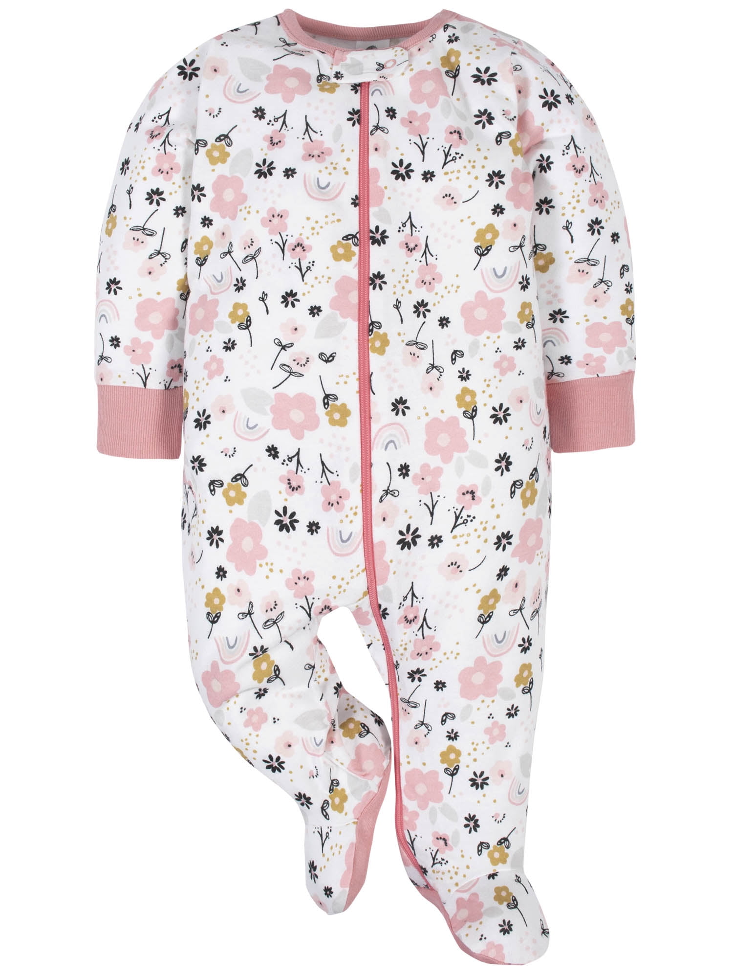 Gerber Baby Girl Sleep 'n Play Footed Pajamas, 4-Pack