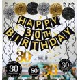 thumbnail image 5 of Famoby Black & Gold Glittery Happy 30Th Birthday Banner Poms Sparkling 30 Kit De Remolinos Colgantes Para Fiesta De 30 Cumpleaños Suministros De Decoración De 30 Aniversario, 5 of 5