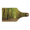 thumbnail image 1 of Fall Cutting Board, Pathway in Autumn Forest with Faded Seasonal Leaves Dramatic Romantic Season Scene, Tempered Glass Cutting and Serving Board, Wine Bottle Shape, Yellow Brown, by Ambesonne, 1 of 1