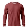 thumbnail image 6 of Men's Waffle Knit Crew Neck Pullover - Long Sleeve Daily Wear - Burgundy - Size S, 6 of 9