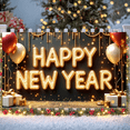 thumbnail image 5 of Balloon Design Happy New Year Banner Gift Box Glitter Decor Festive Backdrop for Holiday Party Event Celebration, 5 of 5