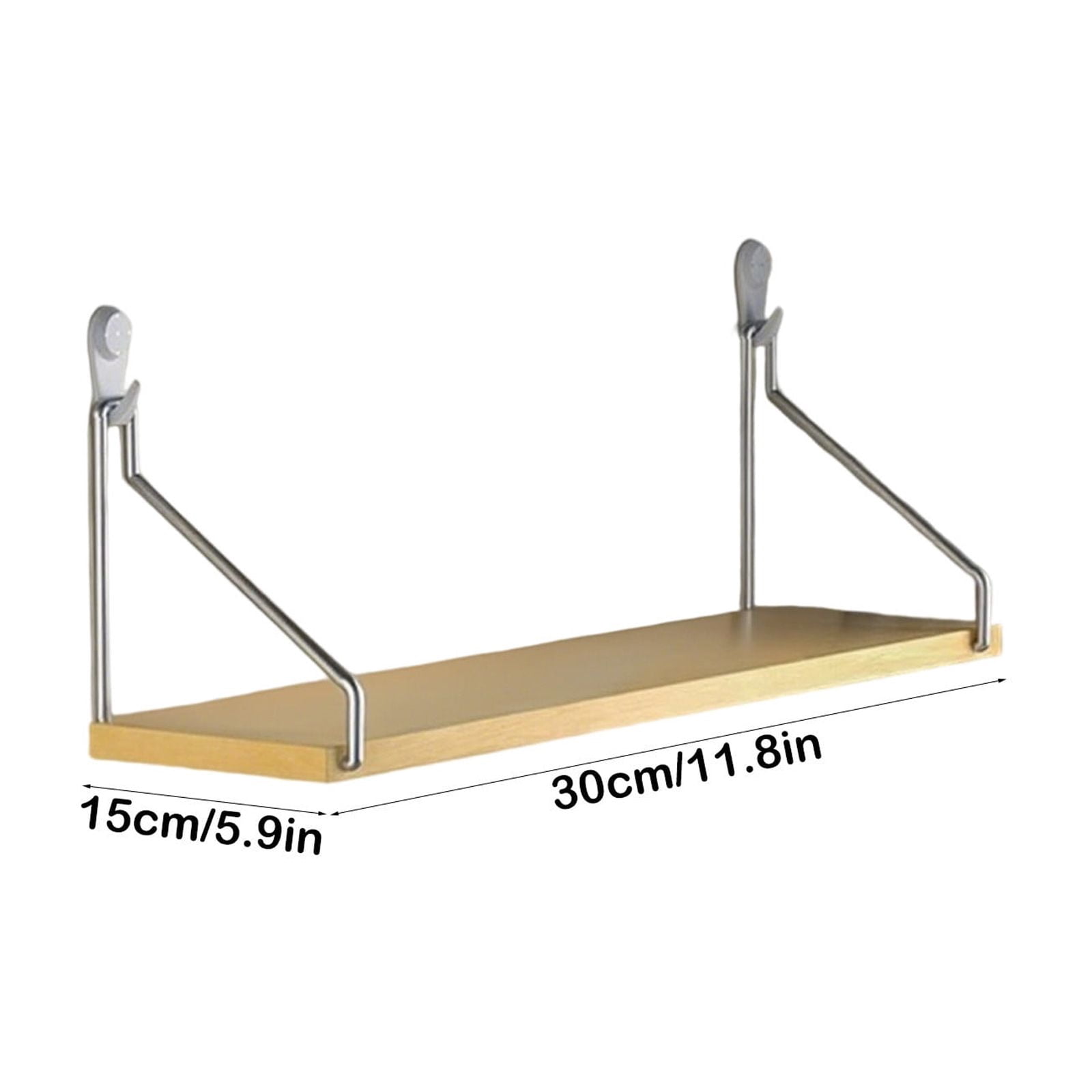 Oggfader No Drill Floating Shelf - Small Wall Mounted Wooden Ledge for Bedroom Living Room Router Bookshelf - Renter Friendly Adhesive Strips Holds 30lbs - Mustard Yellow