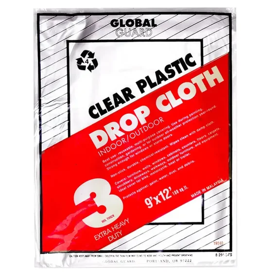 9' x 12' Premier Paint Roller 19040 Global Guard Plastic Dropcloth 3-Mil