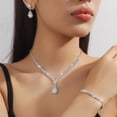 thumbnail image 3 of Conjunto de joyería de boda para dama de honor, conjunto de joyería de plata con diamantes de imitación, collar de cristal para novia, pendientes para mujer, fiesta de graduación, 3 of 5